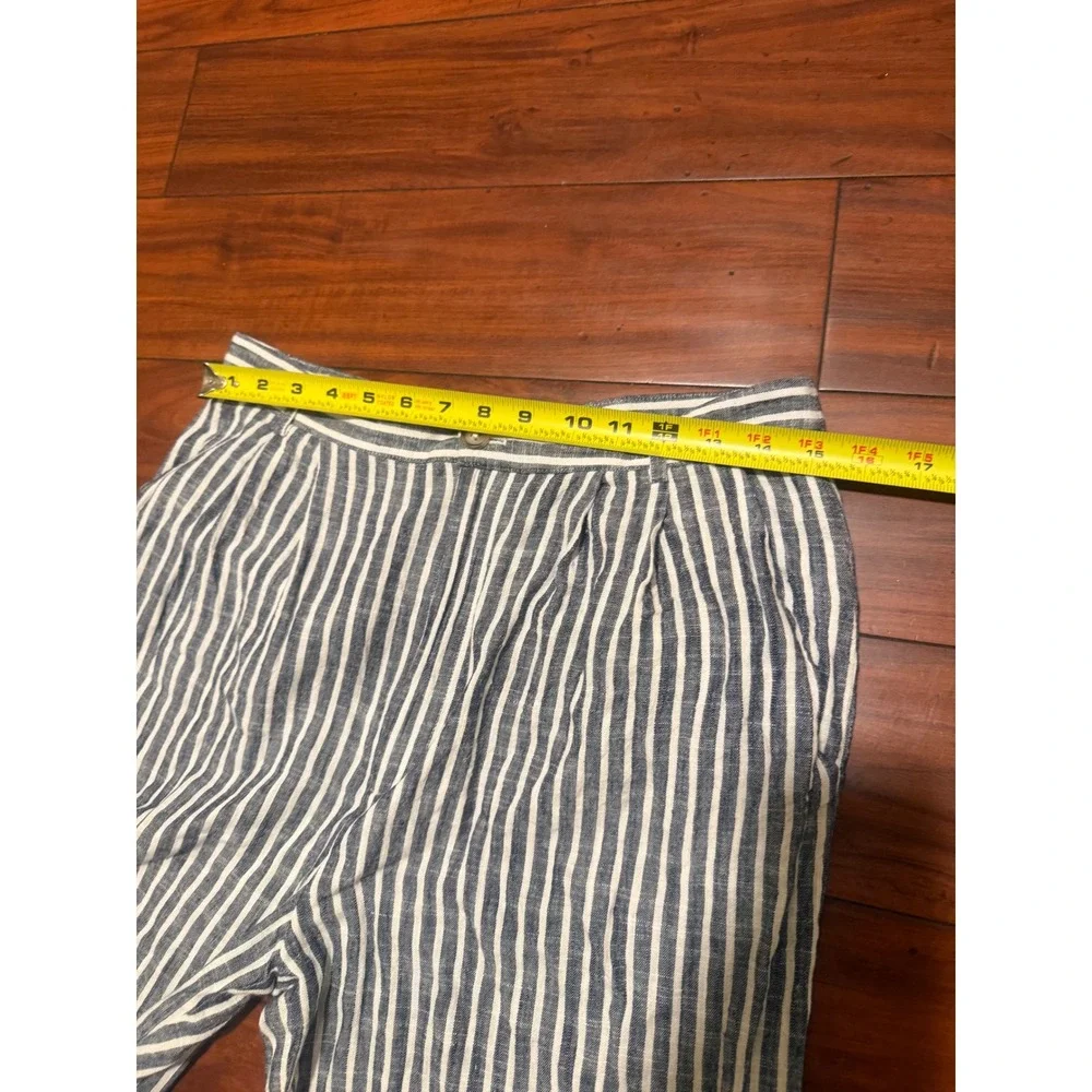 Reformation Blue White Striped Linen, rayon  Blend Wide Leg Pants  Size 10